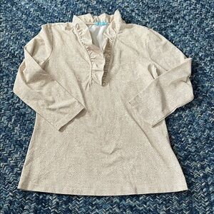 J. McLaughlin Durham Ruffle top Catalina Cloth 3/4 Sleeve Women’s S